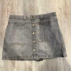 We The Free Charcoal Button-Front Mini Skirt/Skort